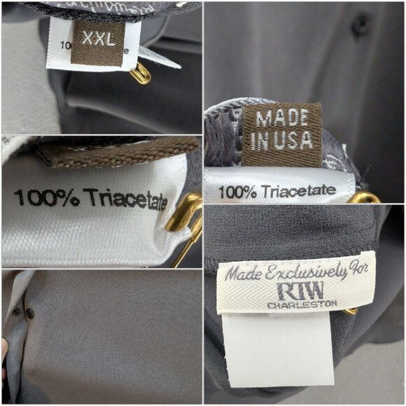 RTW Charleston Satin Blouse Womens Pewter Grey Long Sleeve Button Front Size XXL - Picture 5 of 10